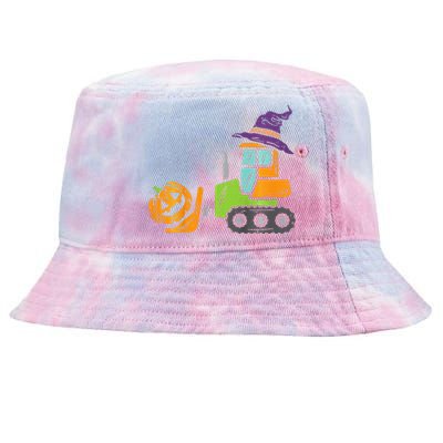 Spooky Bulldozer Pumpkin Truck for Halloween Decor Tie-Dyed Bucket Hat