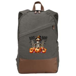 Skeleton Boo Pumpkin Halloween For Halloween Cotton Canvas Backpack