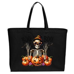 Skeleton Boo Pumpkin Halloween For Halloween Cotton Canvas Jumbo Tote