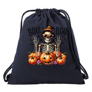 Skeleton Boo Pumpkin Halloween For Halloween Drawstring Bag