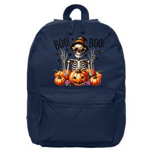 Skeleton Boo Pumpkin Halloween For Halloween 16 in Basic Backpack