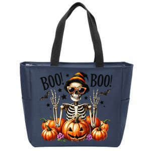 Skeleton Boo Pumpkin Halloween For Halloween Zip Tote Bag