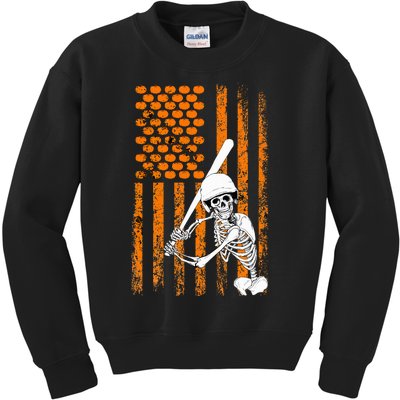 Skeleton Baseball Player Fan Skeleton Halloween Kids Sweatshirt