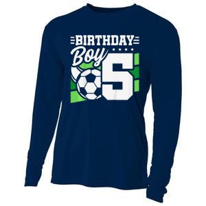 Soccer Birthday Party 5 Year Old Boy 5th Birthday Cooling Performance Long Sleeve Crew