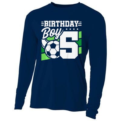 Soccer Birthday Party 5 Year Old Boy 5th Birthday Cooling Performance Long Sleeve Crew