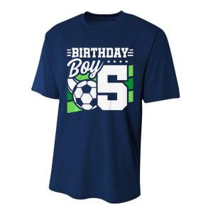 Soccer Birthday Party 5 Year Old Boy 5th Birthday Performance Sprint T-Shirt