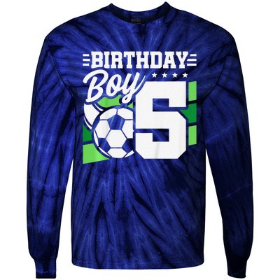 Soccer Birthday Party 5 Year Old Boy 5th Birthday Tie-Dye Long Sleeve Shirt