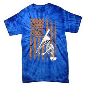 Skeleton Baseball Player Fan Skeleton Halloween Baseball Tie-Dye T-Shirt