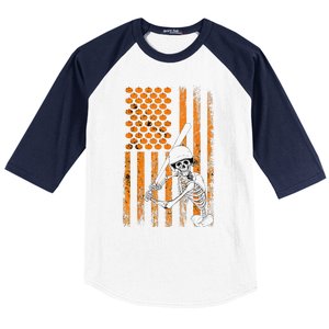 Skeleton Baseball Player Fan Skeleton Halloween Baseball Baseball Sleeve Shirt