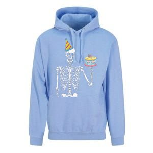 Skeleton Birthday Party Lazy Halloween Costume Funny Skull Unisex Surf Hoodie