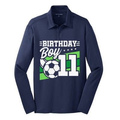 Soccer Birthday Party 11 Year Old Boy 11th Birthday Silk Touch Performance Long Sleeve Polo