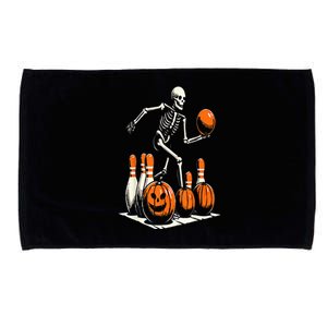 Skeleton Bowling Player Funny Bowler Halloween Microfiber Hand Towel