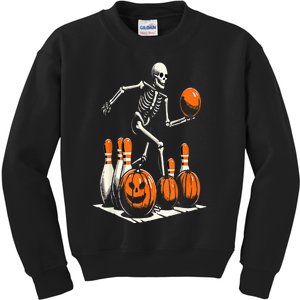 Skeleton Bowling Player Funny Bowler Halloween Kids Sweatshirt