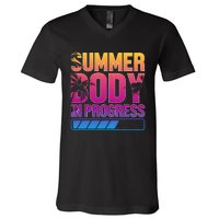 Summer Body Progress Motif V-Neck T-Shirt