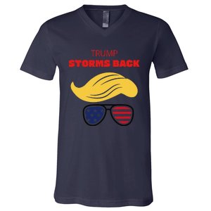 Storms Back Patriotic Congratulation Trump Supporters V-Neck T-Shirt