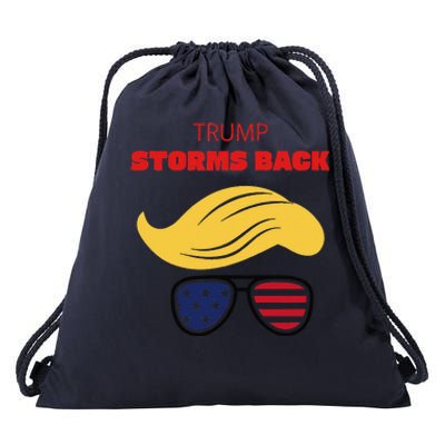 Storms Back Patriotic Congratulation Trump Supporters Drawstring Bag