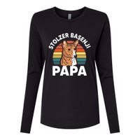 Stolzer Basenji Papa Womens Cotton Relaxed Long Sleeve T-Shirt