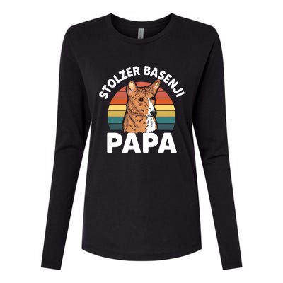 Stolzer Basenji Papa Womens Cotton Relaxed Long Sleeve T-Shirt