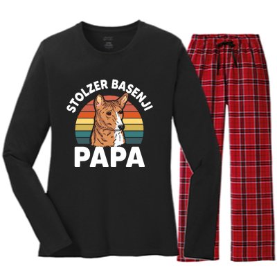 Stolzer Basenji Papa Women's Long Sleeve Flannel Pajama Set 