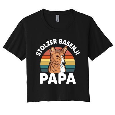 Stolzer Basenji Papa Women's Crop Top Tee