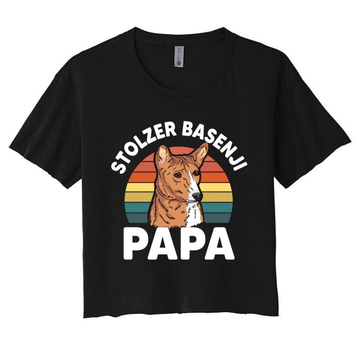 Stolzer Basenji Papa Women's Crop Top Tee