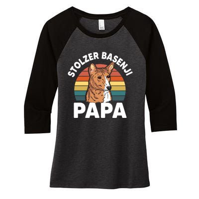 Stolzer Basenji Papa Women's Tri-Blend 3/4-Sleeve Raglan Shirt