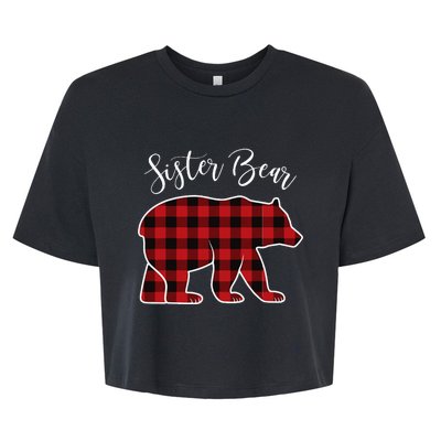 Sister Bear Pajama Red Buffalo Xmas Funny Family Christmas Bella+Canvas Jersey Crop Tee