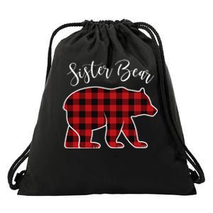 Sister Bear Pajama Red Buffalo Xmas Funny Family Christmas Drawstring Bag