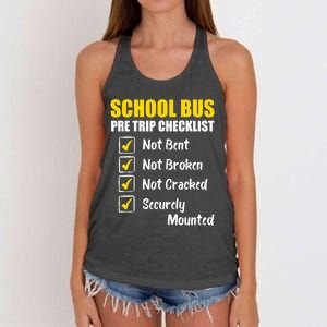 School Bus Pre Trip Checklist School Bus Driver Appreciation Women's Knotted Racerback Tank