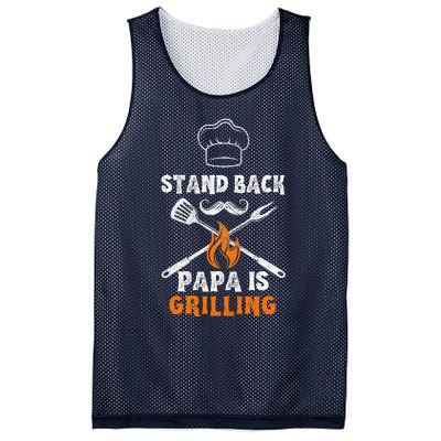 Stand Back Papa Is Grilling Funny Grill BBQ Dad Mesh Reversible Basketball Jersey Tank