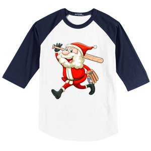 Santa Baseball Player Christmas Cute Sport XMas Pajama Pj Baseball Sleeve Shirt