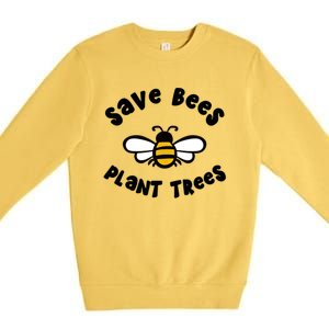 Save Bees Plant Trees Beekeeper Honey Conservation Earth Gift Premium Crewneck Sweatshirt