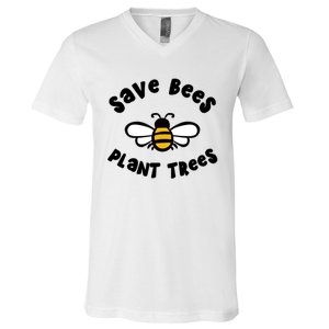 Save Bees Plant Trees Beekeeper Honey Conservation Earth Gift V-Neck T-Shirt