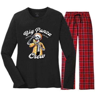 Skeleton Big Panza Crew Chingon Women's Long Sleeve Flannel Pajama Set 