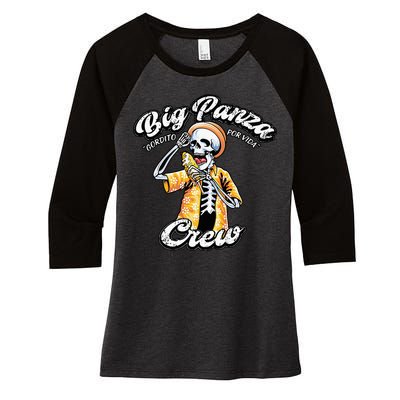 Skeleton Big Panza Crew Chingon Women's Tri-Blend 3/4-Sleeve Raglan Shirt