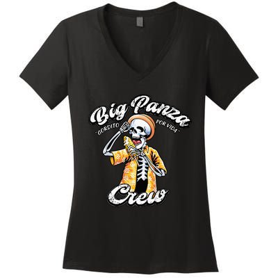 Skeleton Big Panza Crew Chingon Women's V-Neck T-Shirt