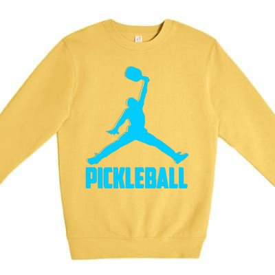 Sky Blue Pickleball Sports Logo Premium Crewneck Sweatshirt