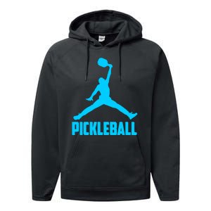 Sky Blue Pickleball Sports Logo Performance Fleece Hoodie