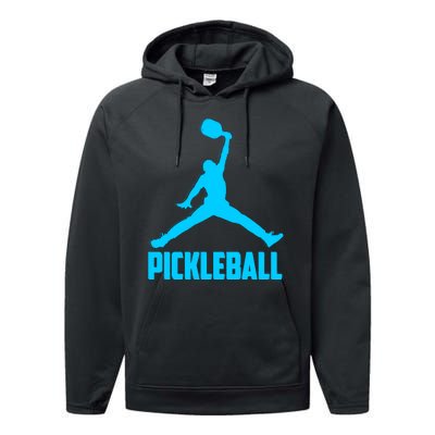 Sky Blue Pickleball Sports Logo Performance Fleece Hoodie