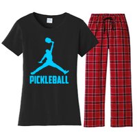 Sky Blue Pickleball Sports Logo Women's Flannel Pajama Set