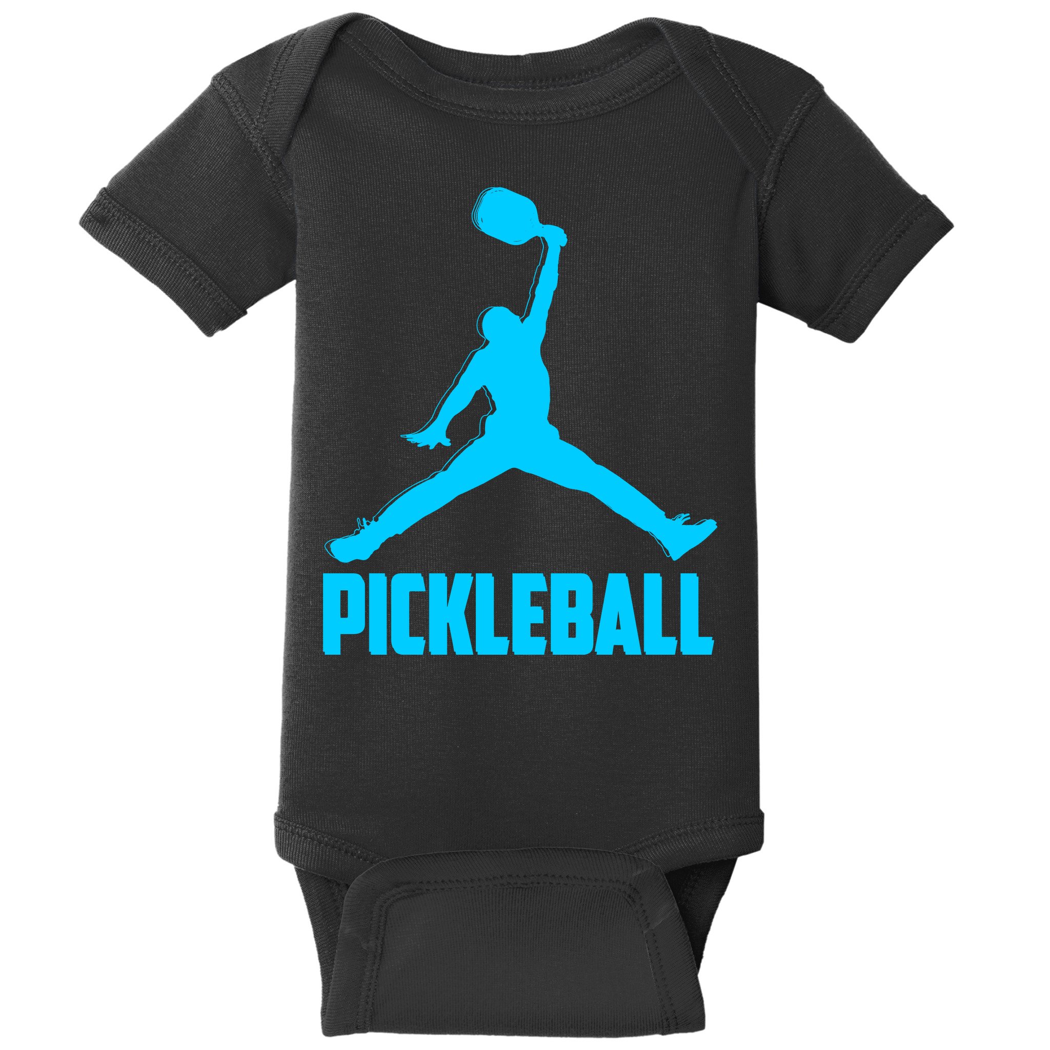 Sky Blue Pickleball Sports Logo Baby Bodysuit