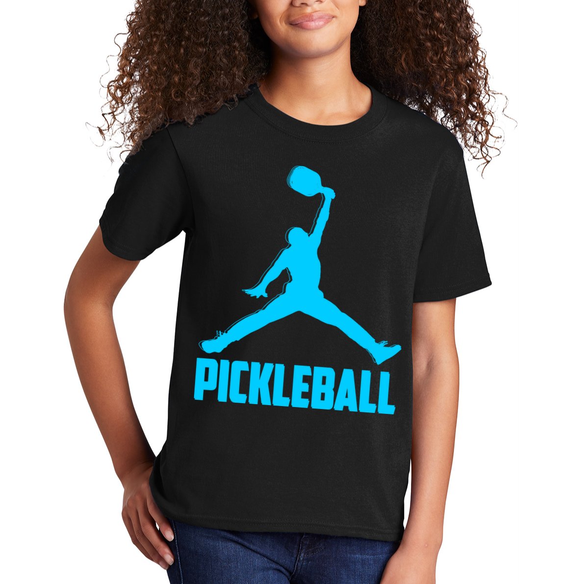 Sky Blue Pickleball Sports Logo Kids T-Shirt