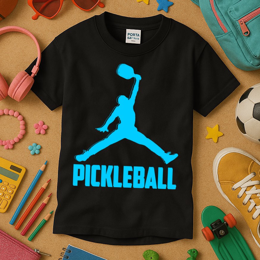 Sky Blue Pickleball Sports Logo Kids T-Shirt