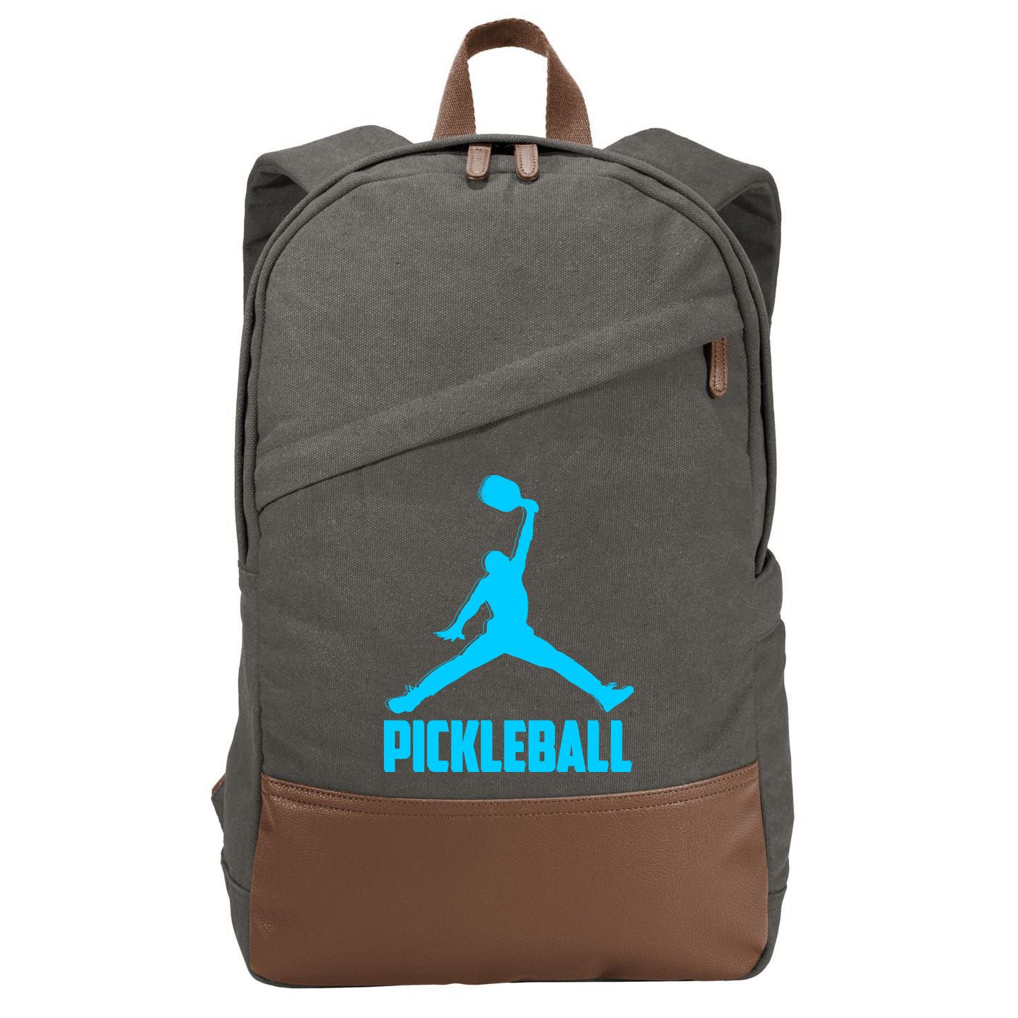 Sky Blue Pickleball Sports Logo Cotton Canvas Backpack
