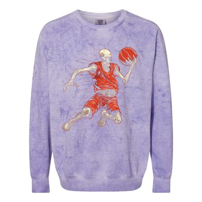 Spooky Basketball Player Skeleton Halloween Colorblast Crewneck Sweatshirt