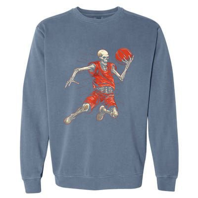 Spooky Basketball Player Skeleton Halloween Garment-Dyed Sweatshirt