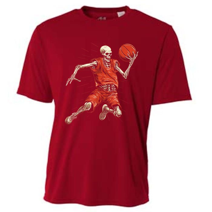 Spooky Basketball Player Skeleton Halloween Cooling Performance Crew T-Shirt