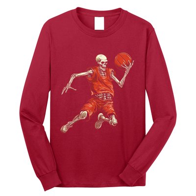 Spooky Basketball Player Skeleton Halloween Long Sleeve Shirt