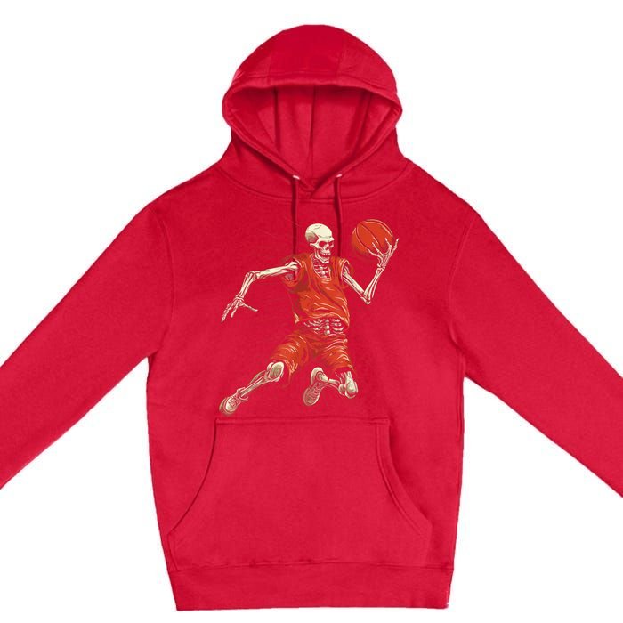 Spooky Basketball Player Skeleton Halloween Premium Pullover Hoodie