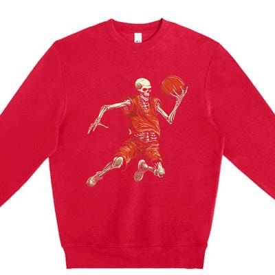 Spooky Basketball Player Skeleton Halloween Premium Crewneck Sweatshirt